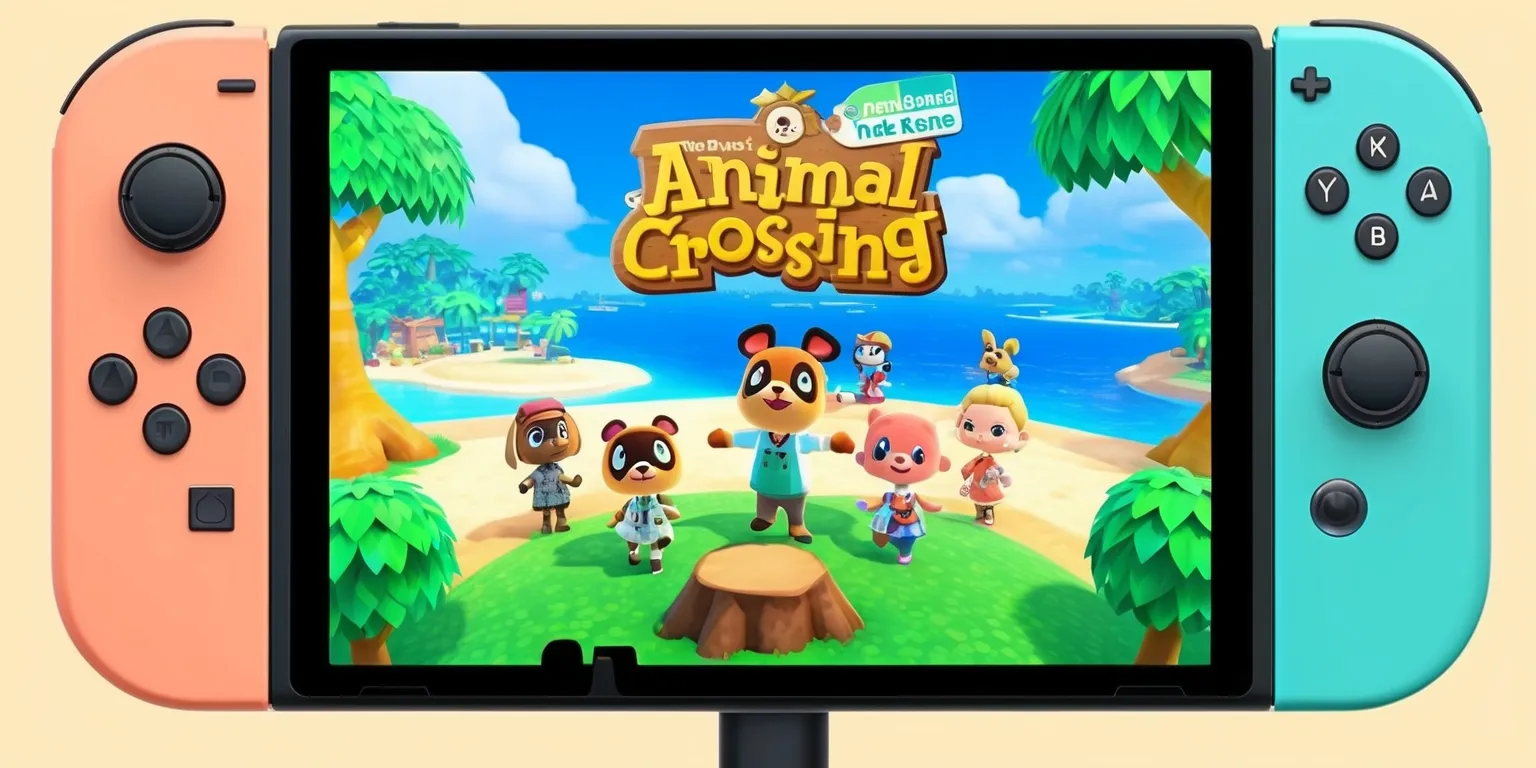 A colorful digital illustration of the Animal Crossing: New Horizons game update on a Nintendo Switch screen, featuring Tom Nook and other beloved characters from the game, set against a vibrant island background with lush green trees, bright blue waters, and a clear sunny sky, with a mix of warm and pastel colors, and a layout that includes the game's logo in a bold, white, and orange font, with Tom Nook having a cheerful facial expression and a distinctive tan complexion, and the overall style being whimsical and inviting, with a slight emphasis on the game's new update features and characters.