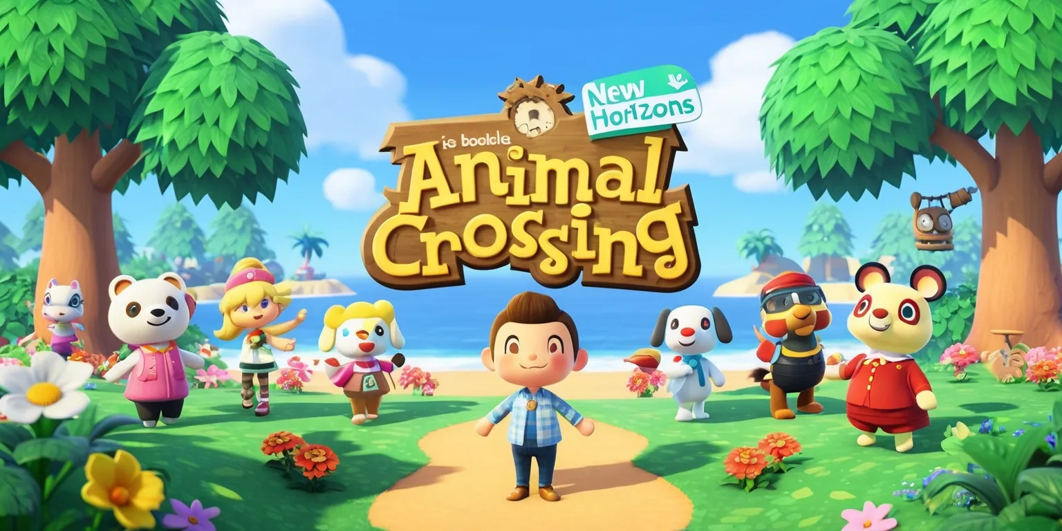 A scenic digital illustration of the Animal Crossing: New Horizons game, featuring Tom Nook standing in front of a beautifully designed island, with lush green trees, vibrant flowers, and a clear blue sky, surrounded by various iconic characters from the game, including Isabelle and K.K. Slider, with a mix of pastel and bright colors, and a soft, whimsical lighting effect, set against a warm and inviting atmosphere, with the game's logo prominently displayed in a bold, white, and rounded font, incorporating natural textures and elements, and a sense of depth and dimensionality to the scene.